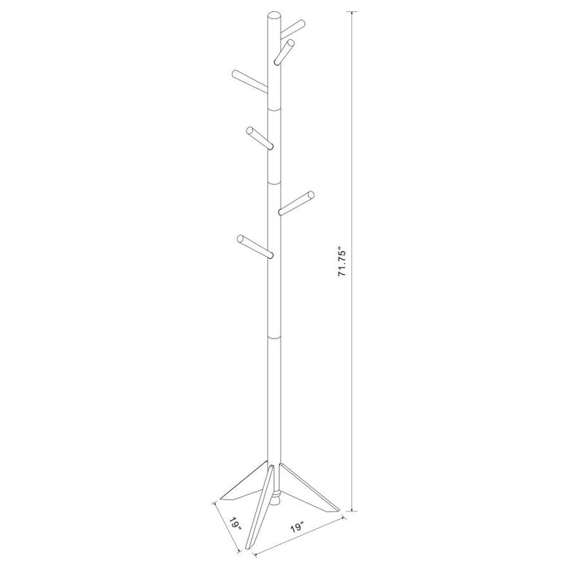 Devlin 6 Hook Freestanding Wood Coat Rack Hat Hanger Walnut-zoom-