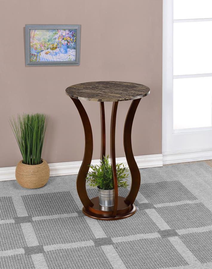 Elton Round Faux Marble Top Plant Stand Brown-2