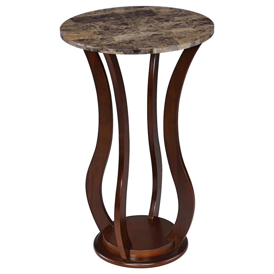Elton Round Faux Marble Top Plant Stand Brown-1