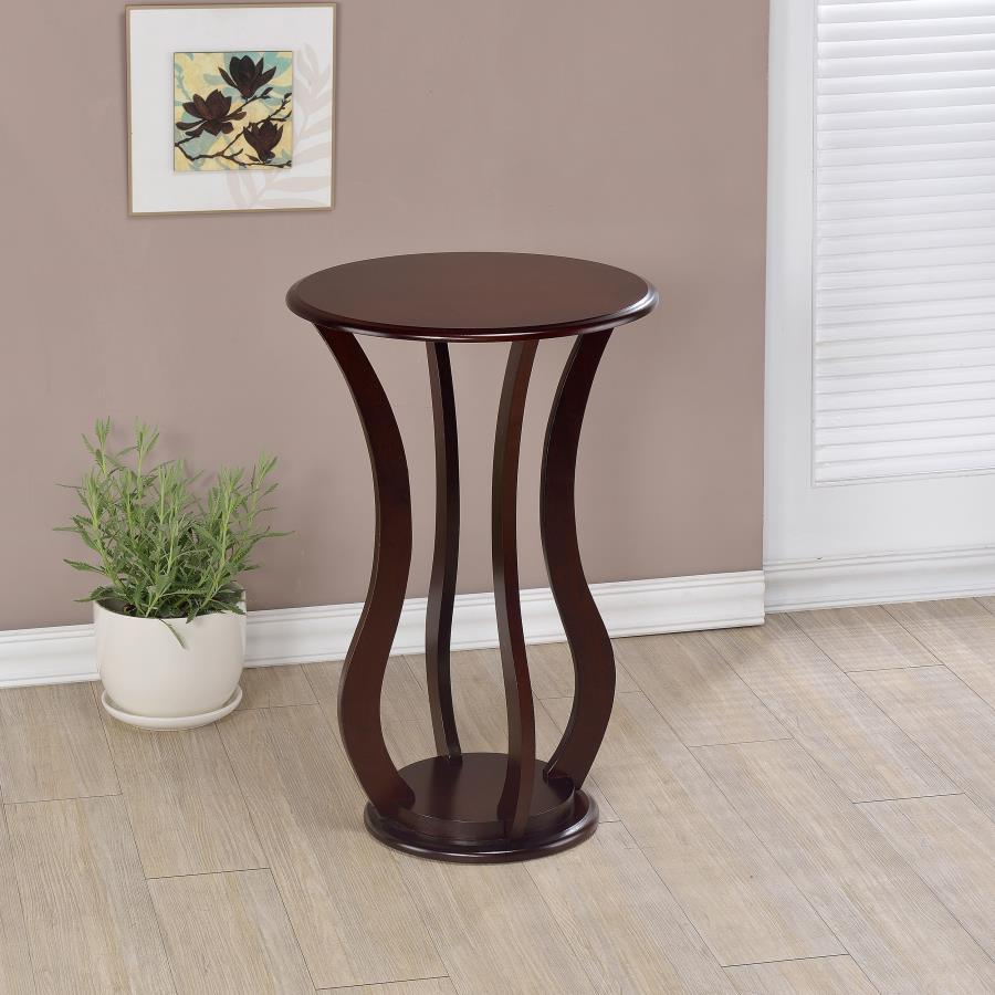 Elton Round Wood Top Accent Plant Stand Cherry-zoom-2