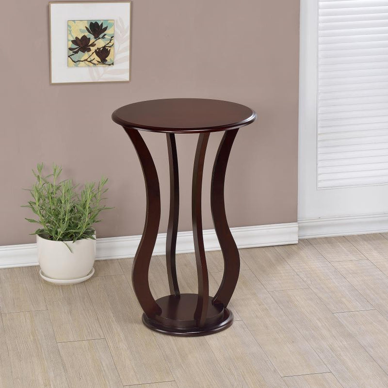 Elton Round Wood Top Accent Plant Stand Cherry-zoom-