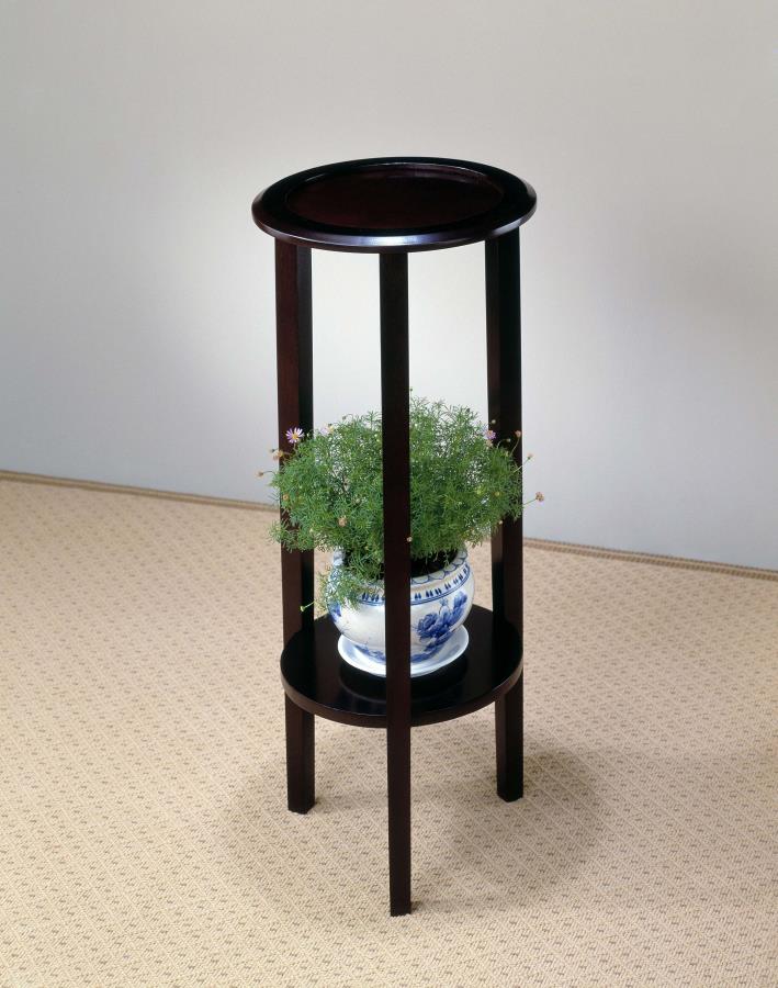 Kirk 1-shelf Round Wood Plant Stand Espresso-2