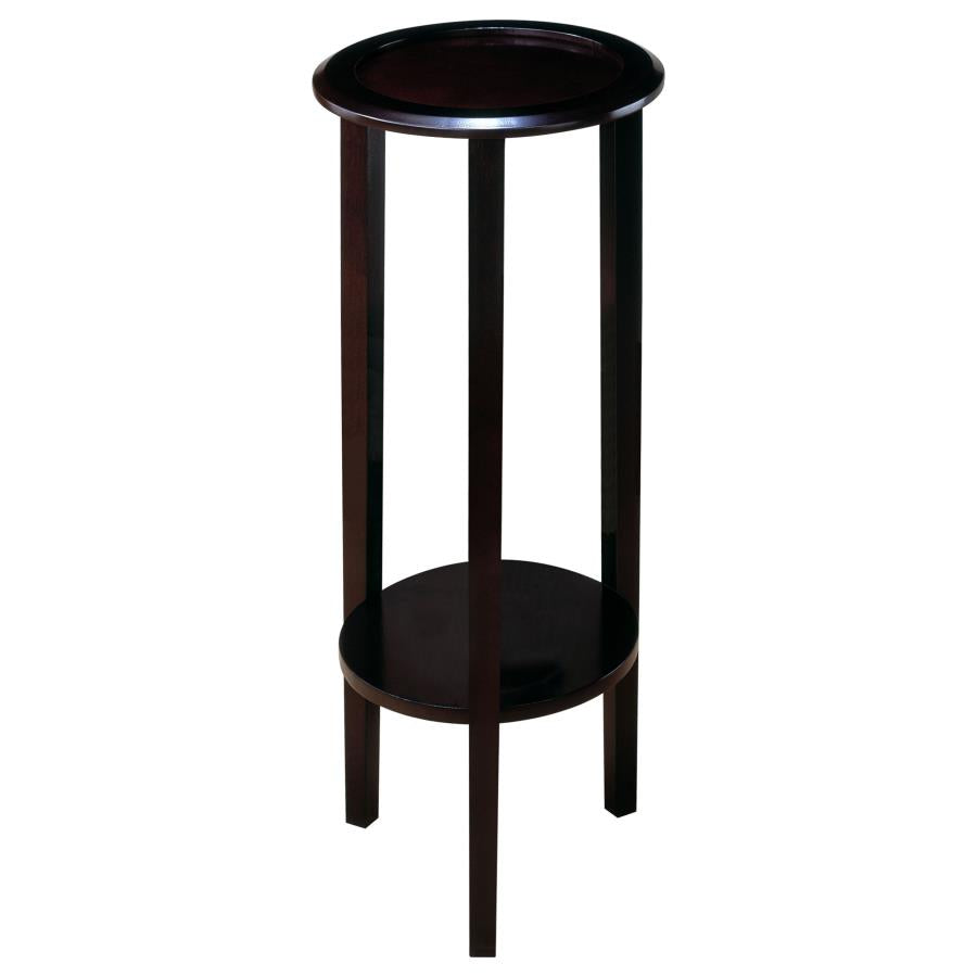 Kirk 1-shelf Round Wood Plant Stand Espresso-zoom-1