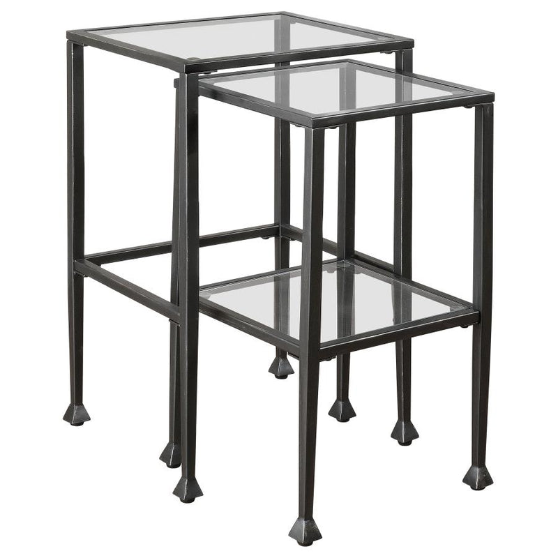 Leilani 2-piece Glass Top Nesting Table Set Black-zoom-