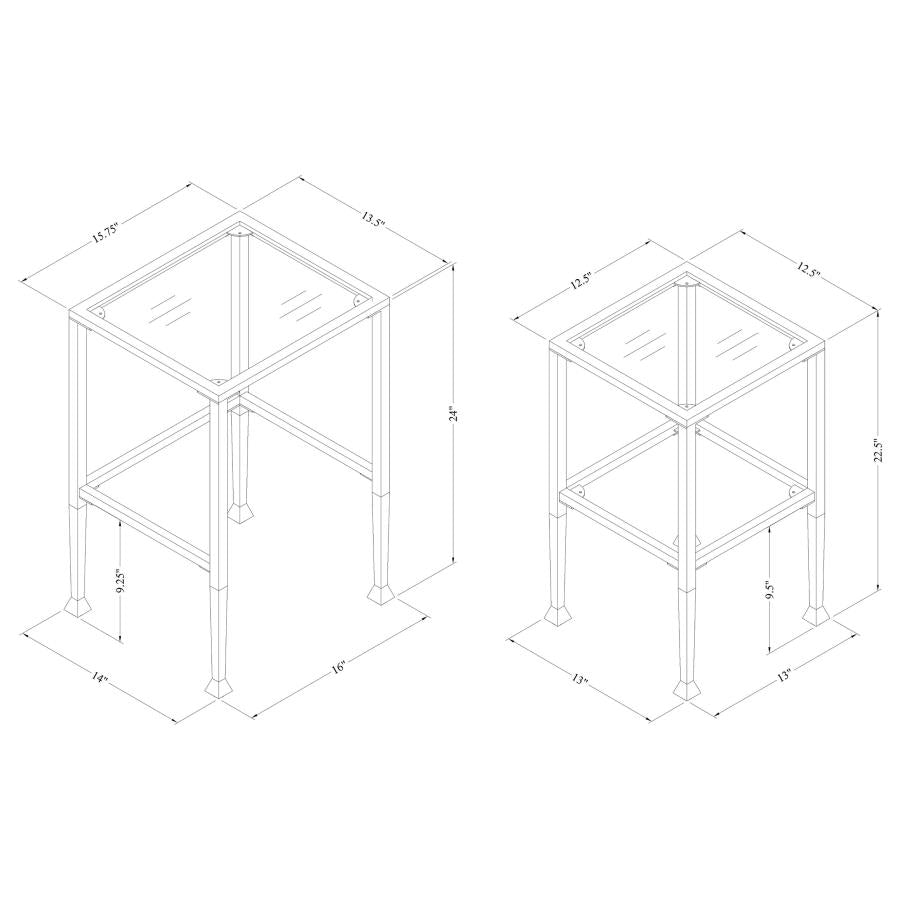 Leilani 2-piece Glass Top Nesting Table Set Black-zoom-3