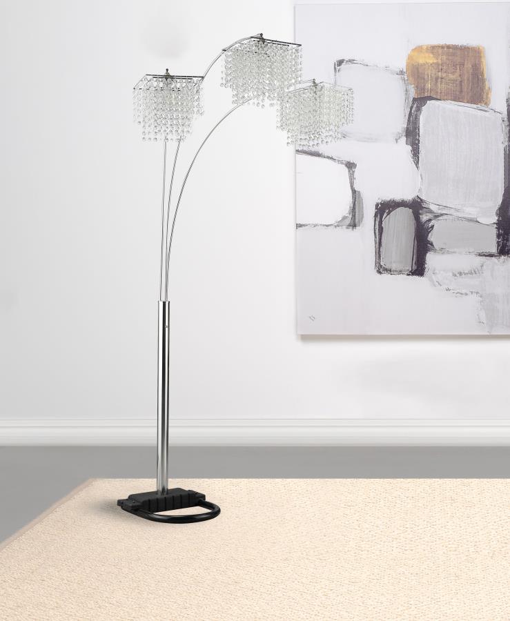 Miriam 90-inch Hanging Crystal Arc Floor Lamp Chrome-zoom-
