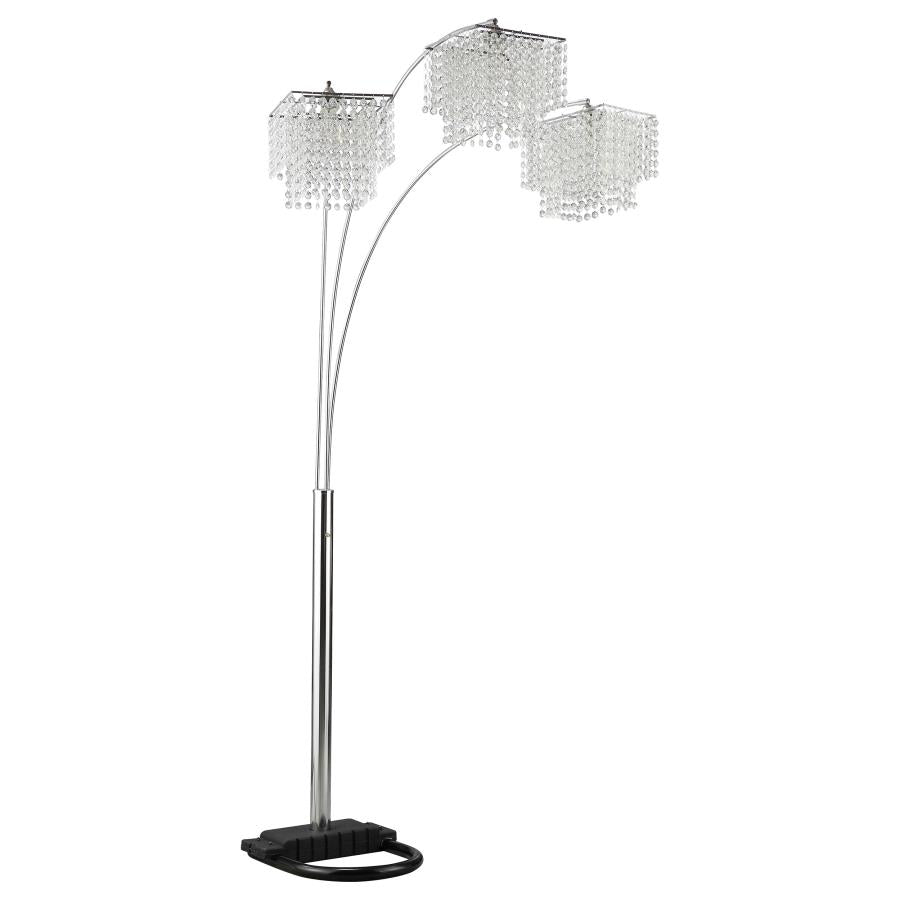 Miriam 90-inch Hanging Crystal Arc Floor Lamp Chrome-zoom-1