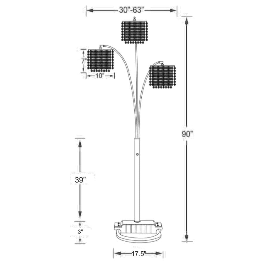 Miriam 90-inch Hanging Crystal Arc Floor Lamp Chrome-3
