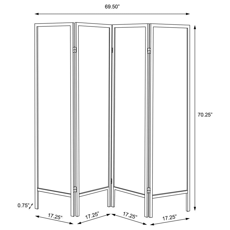 Haidera 4-Panel Room Divider Folding Screen Black Damask-5