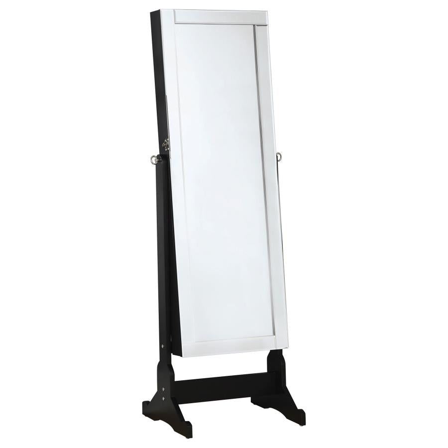 Cortez Cheval Mirror with Jewelry Storage Black-zoom-1