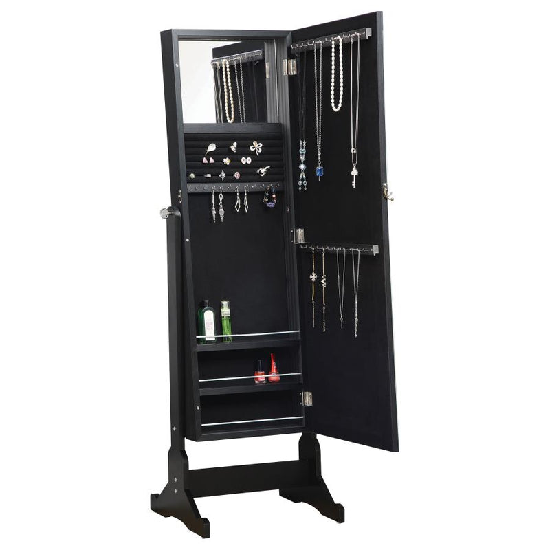 Cortez Cheval Mirror with Jewelry Storage Black-zoom-