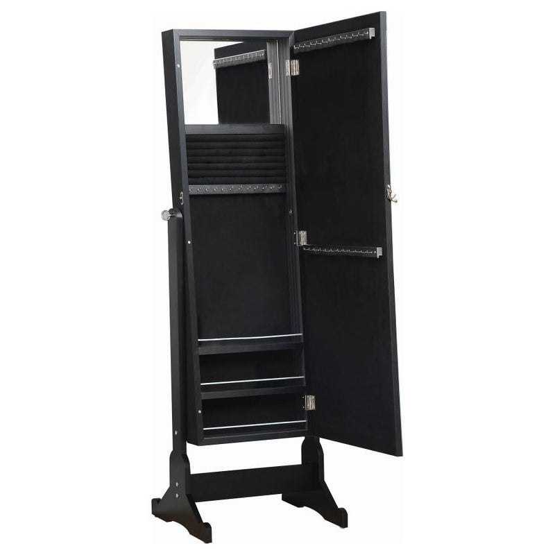 Cortez Cheval Mirror with Jewelry Storage Black-zoom-