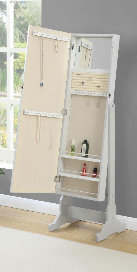 Yvonne Cheval Mirror with Jewelry Storage Dove Grey-zoom-