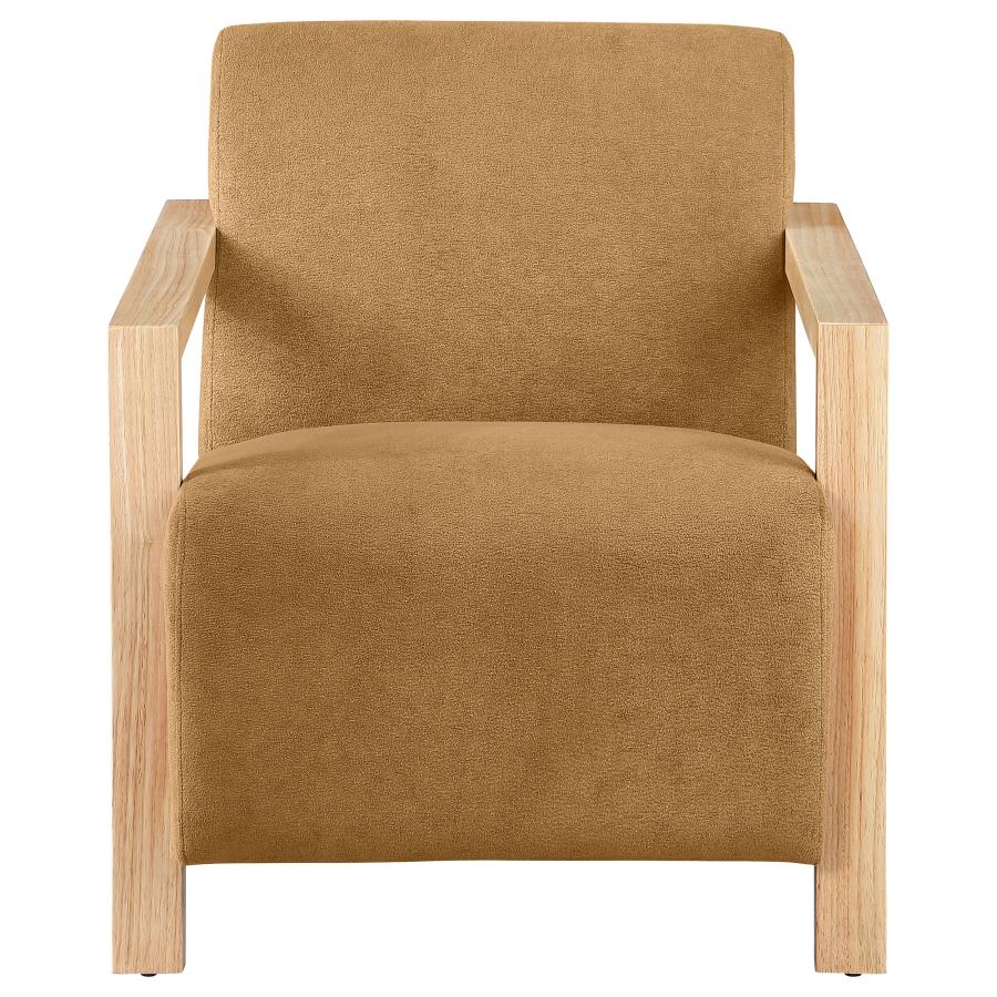 Diego Upholstered Accent Arm Chair with Wood Arms Honey-3