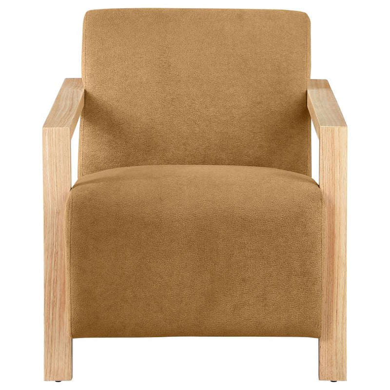 Diego Upholstered Accent Arm Chair with Wood Arms Honey-zoom-