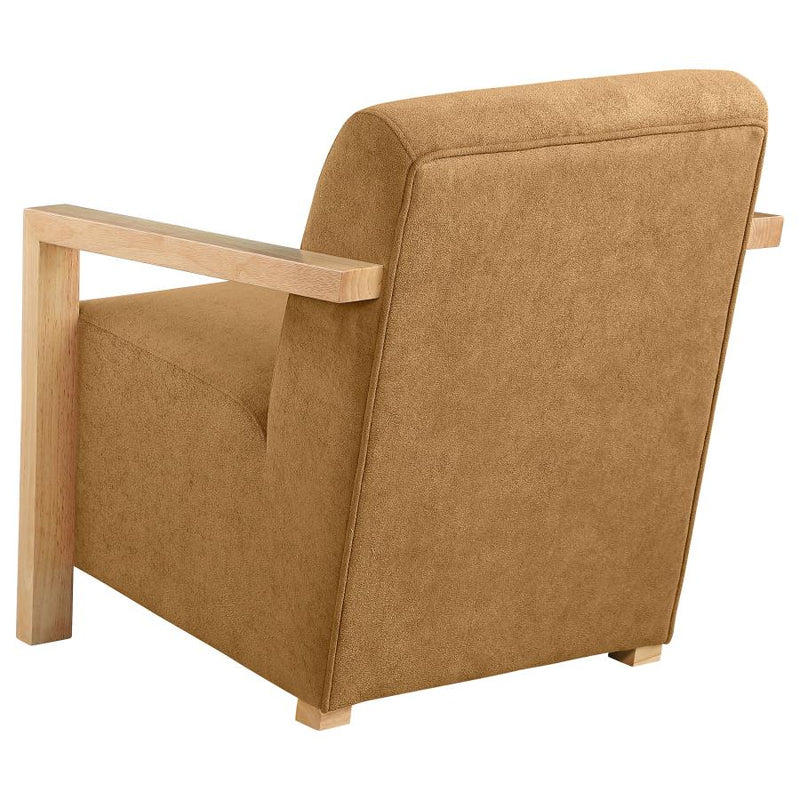Diego Upholstered Accent Arm Chair with Wood Arms Honey-zoom-