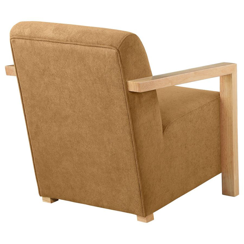 Diego Upholstered Accent Arm Chair with Wood Arms Honey-zoom-