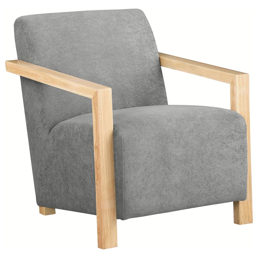 Diego Upholstered Accent Arm Chair with Wood Arms Grey-1