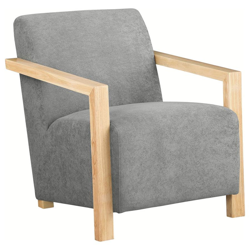 Diego Upholstered Accent Arm Chair with Wood Arms Grey-zoom-