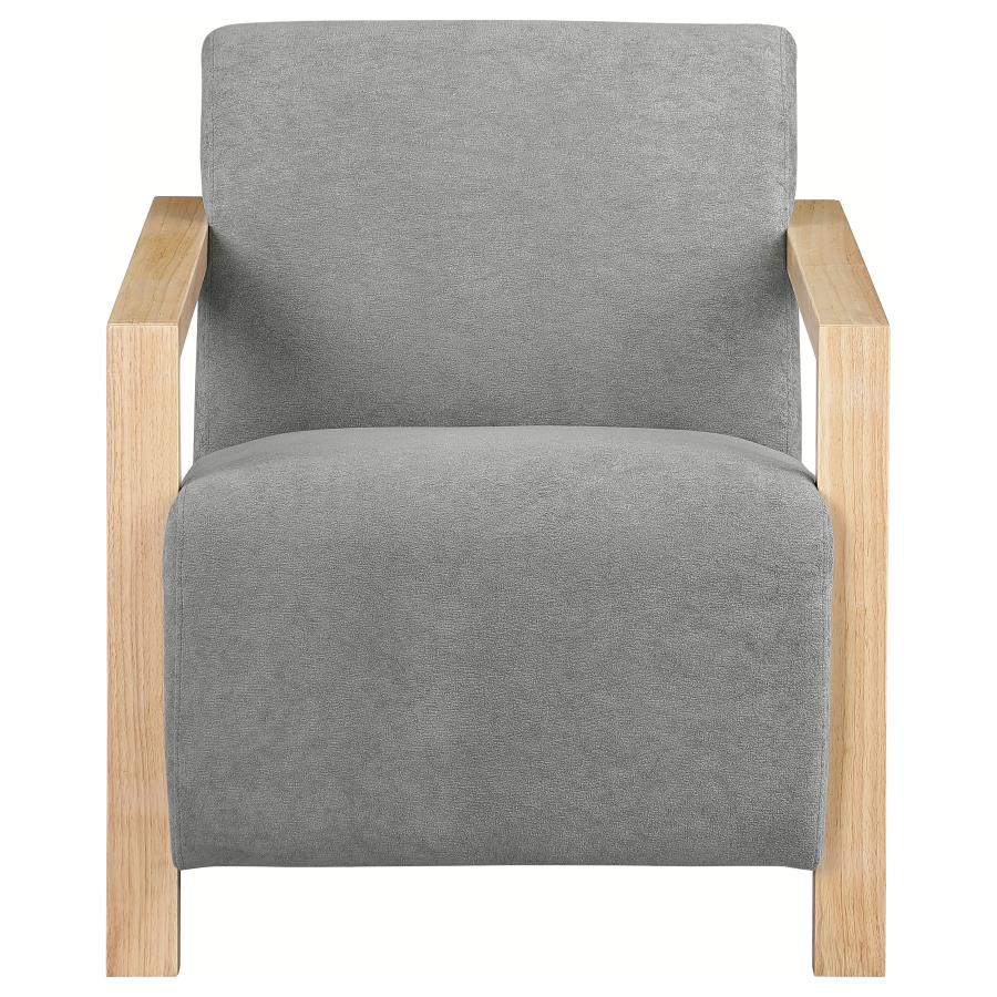 Diego Upholstered Accent Arm Chair with Wood Arms Grey-3