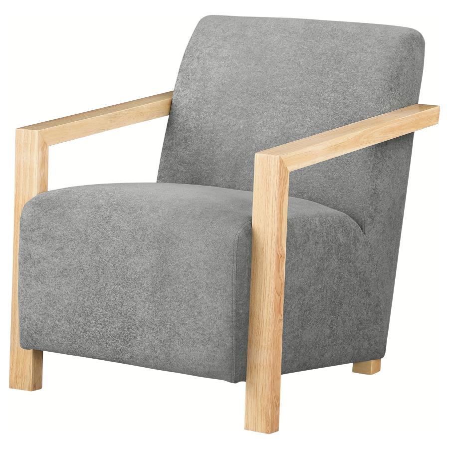 Diego Upholstered Accent Arm Chair with Wood Arms Grey-zoom-4