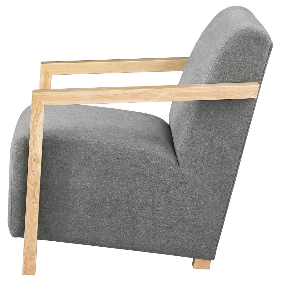 Diego Upholstered Accent Arm Chair with Wood Arms Grey-5