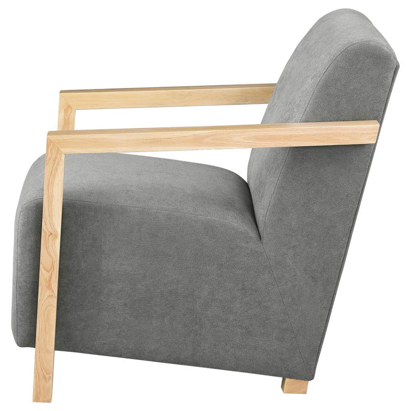 Diego Upholstered Accent Arm Chair with Wood Arms Grey-zoom-