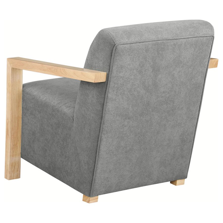 Diego Upholstered Accent Arm Chair with Wood Arms Grey-6