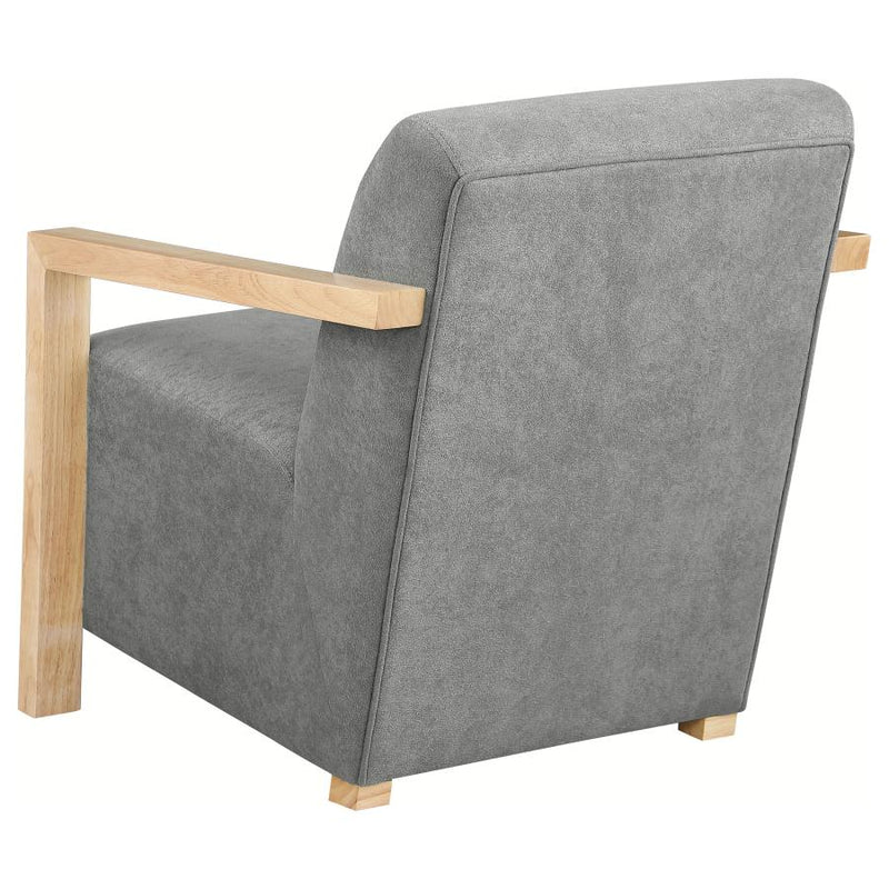 Diego Upholstered Accent Arm Chair with Wood Arms Grey-zoom-