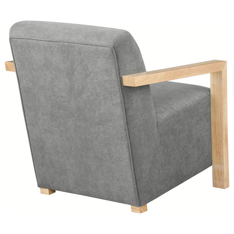 Diego Upholstered Accent Arm Chair with Wood Arms Grey-7