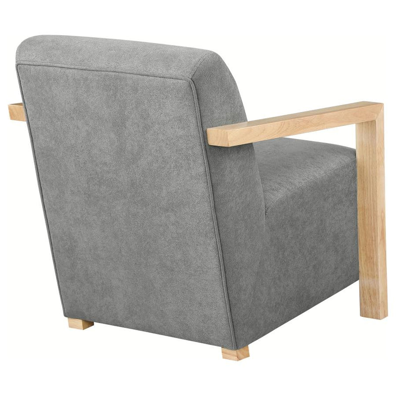 Diego Upholstered Accent Arm Chair with Wood Arms Grey-zoom-