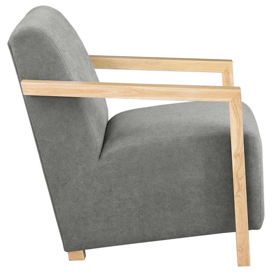 Diego Upholstered Accent Arm Chair with Wood Arms Grey-zoom-8