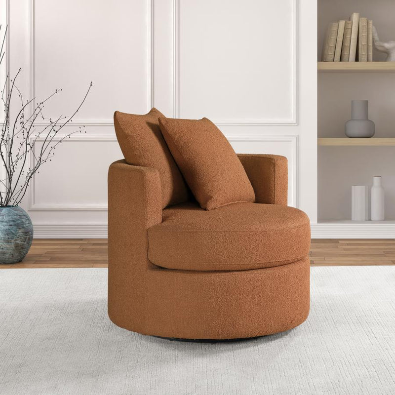Debbie Upholstered Swivel Accent Chair Burnt Orange-zoom-