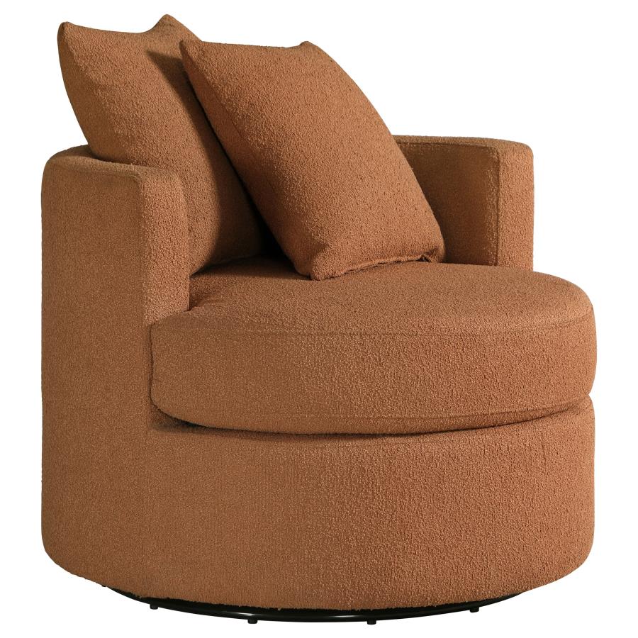 Debbie Upholstered Swivel Accent Chair Burnt Orange-zoom-1
