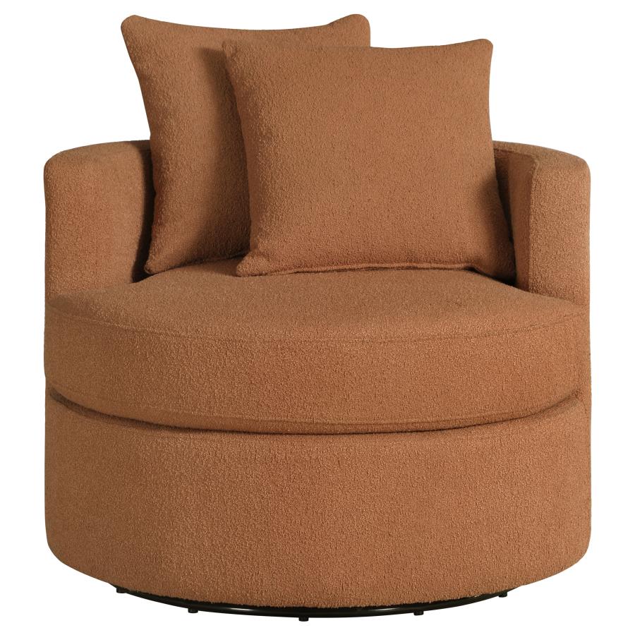 Debbie Upholstered Swivel Accent Chair Burnt Orange-zoom-3