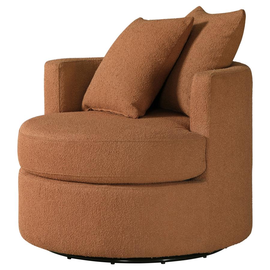 Debbie Upholstered Swivel Accent Chair Burnt Orange-4