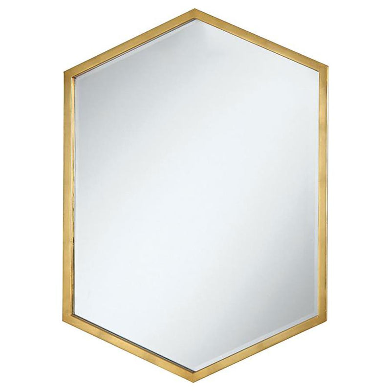 Bledel 24 x 34 Inch Hexagonal Wall Mirror Gold-zoom-