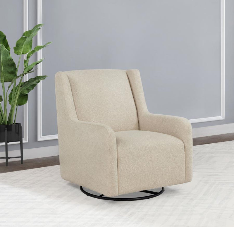 Serra Boucle Upholstered Swivel Glider Sandy Beige-zoom-