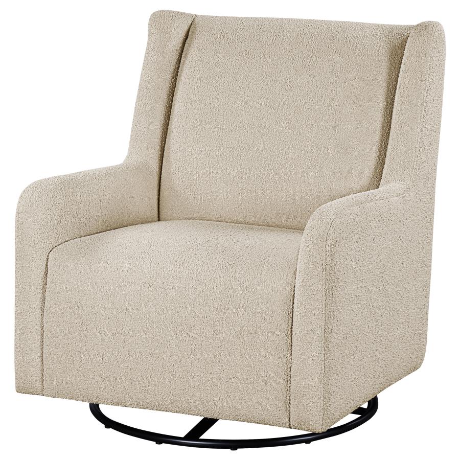 Serra Boucle Upholstered Swivel Glider Sandy Beige-4