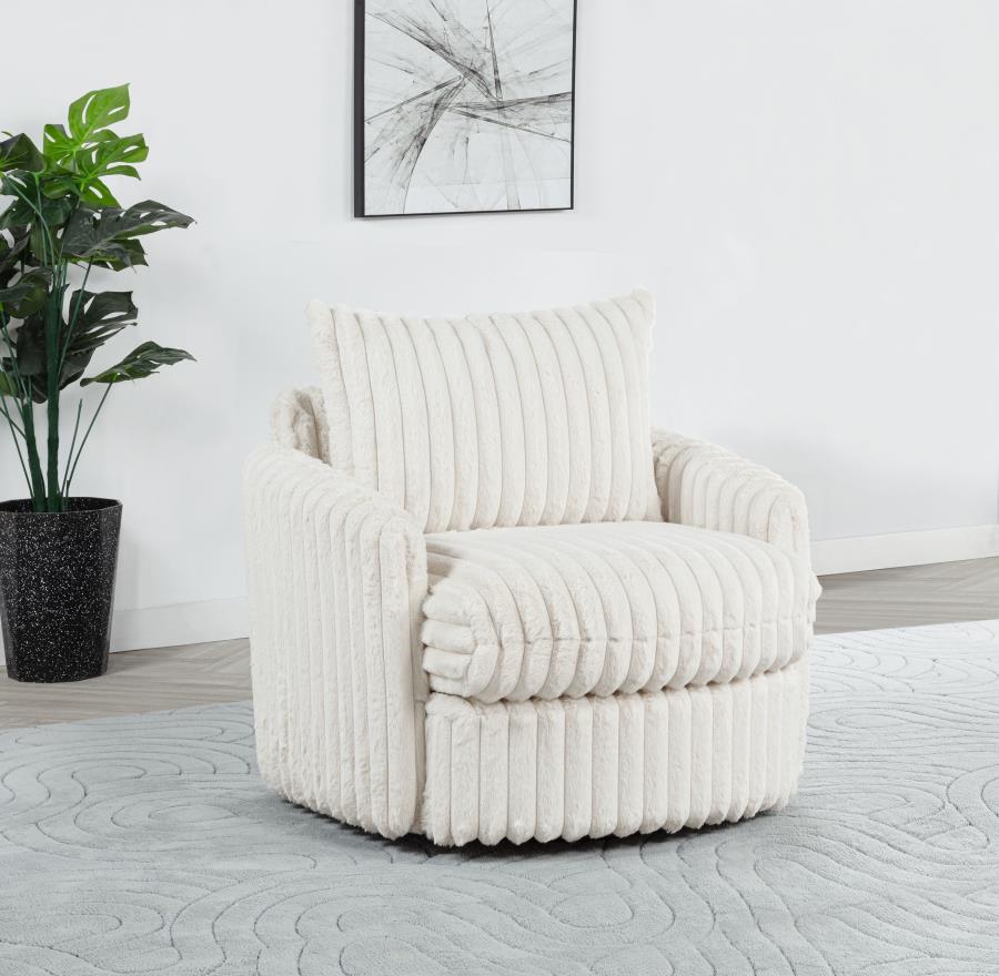 Sarco Corduroy Upholstered Swivel Accent Arm Chair Ivory-2