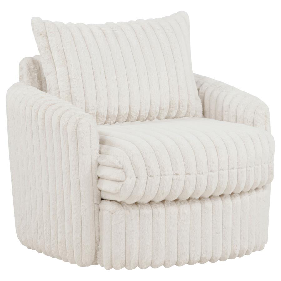 Sarco Corduroy Upholstered Swivel Accent Arm Chair Ivory-zoom-1