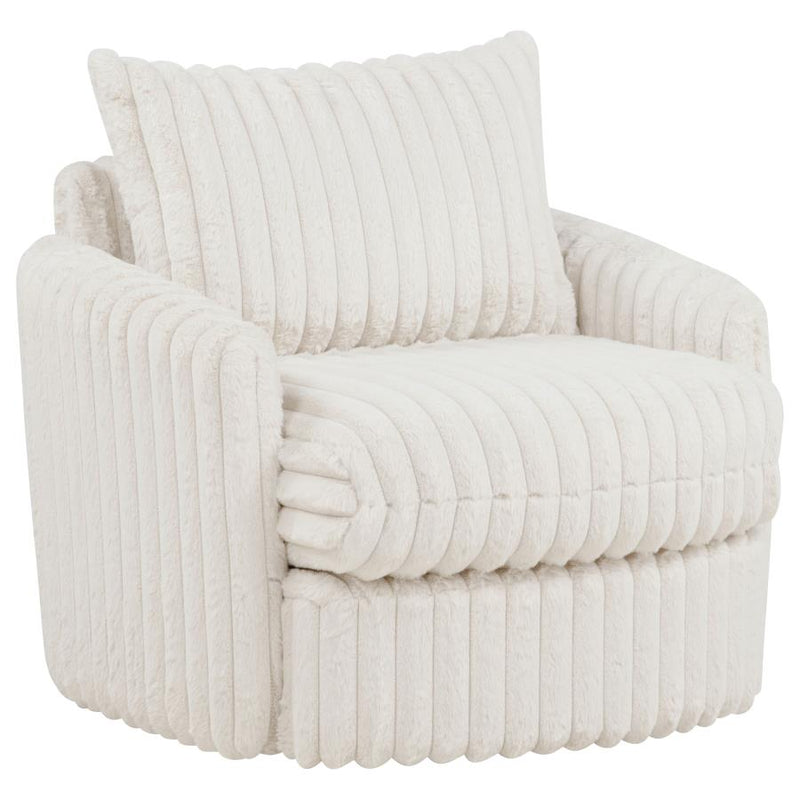 Sarco Corduroy Upholstered Swivel Accent Arm Chair Ivory-zoom-