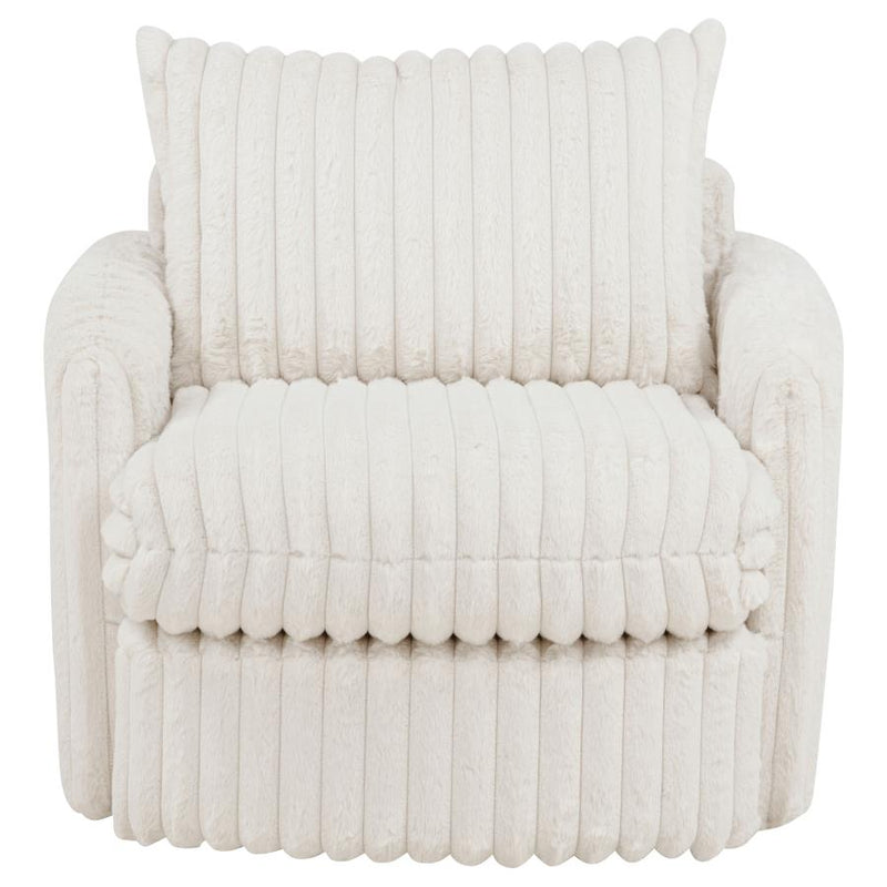 Sarco Corduroy Upholstered Swivel Accent Arm Chair Ivory-zoom-