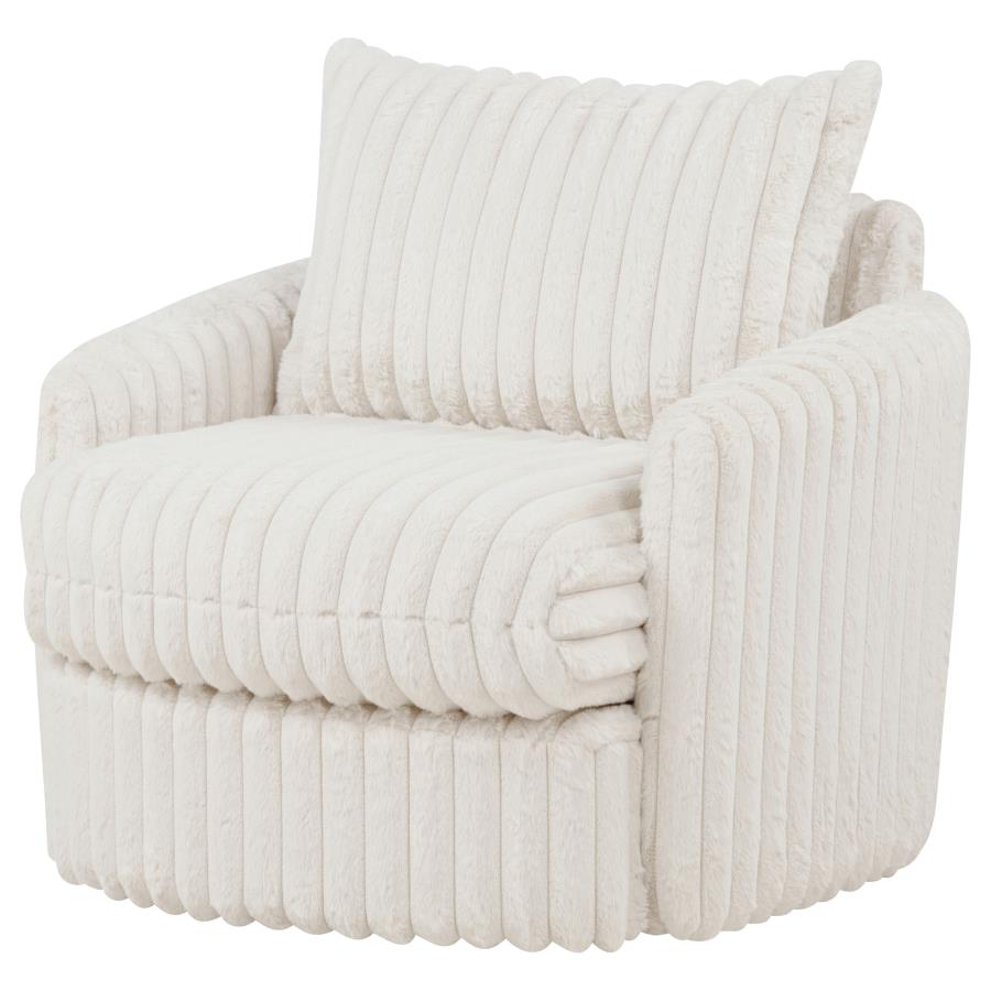 Sarco Corduroy Upholstered Swivel Accent Arm Chair Ivory-4