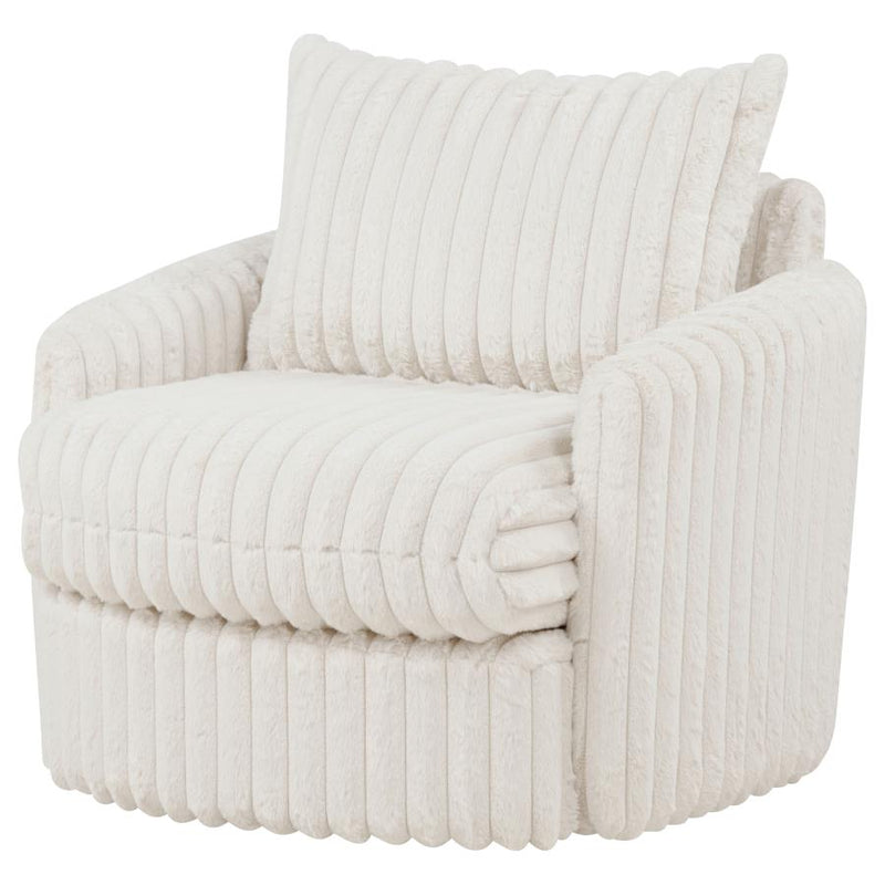 Sarco Corduroy Upholstered Swivel Accent Arm Chair Ivory-zoom-