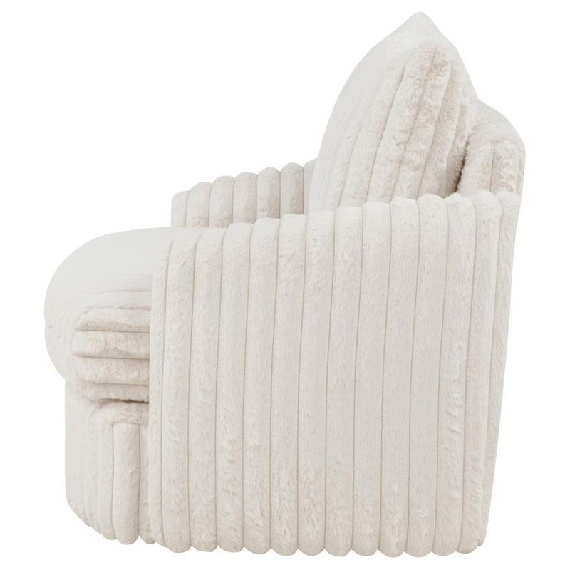 Sarco Corduroy Upholstered Swivel Accent Arm Chair Ivory-zoom-