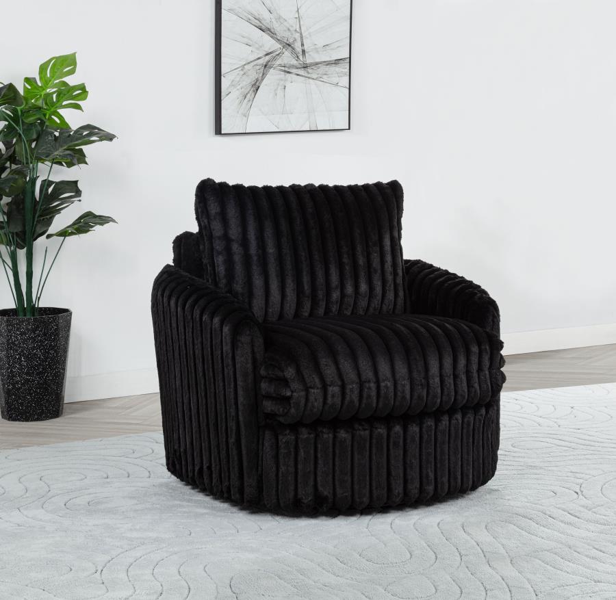 Sarco Corduroy Upholstered Swivel Accent Arm Chair Black-zoom-2