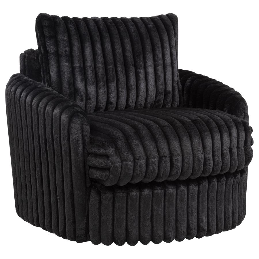 Sarco Corduroy Upholstered Swivel Accent Arm Chair Black-zoom-1