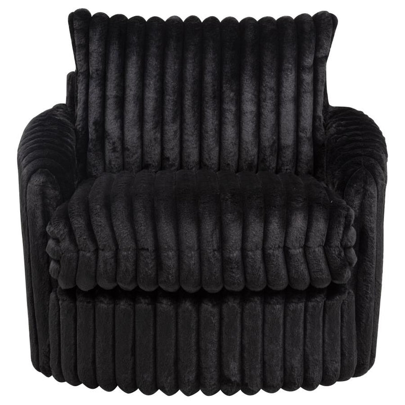 Sarco Corduroy Upholstered Swivel Accent Arm Chair Black-zoom-
