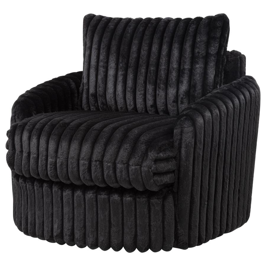 Sarco Corduroy Upholstered Swivel Accent Arm Chair Black-4
